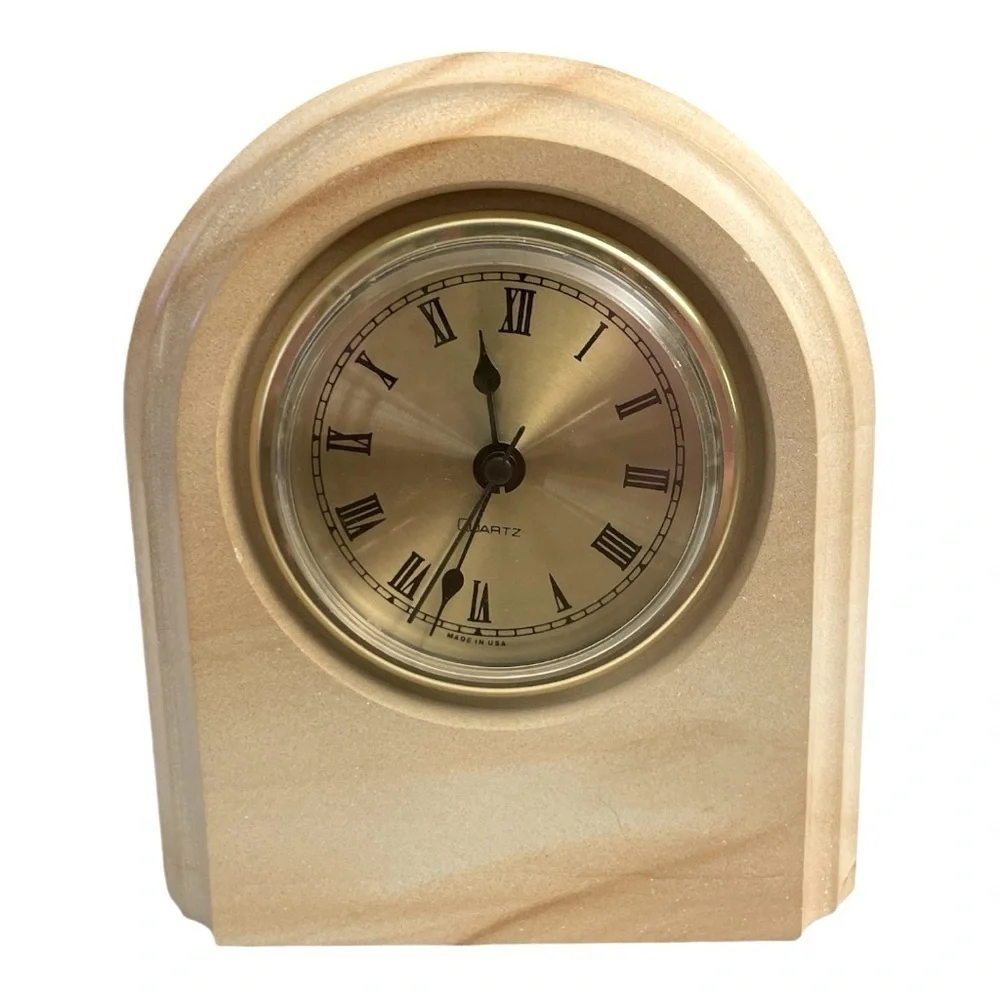 T.P. Genuine Marble Desk Mantel Clock Brass Case Roman Numerals 5.25 Inch